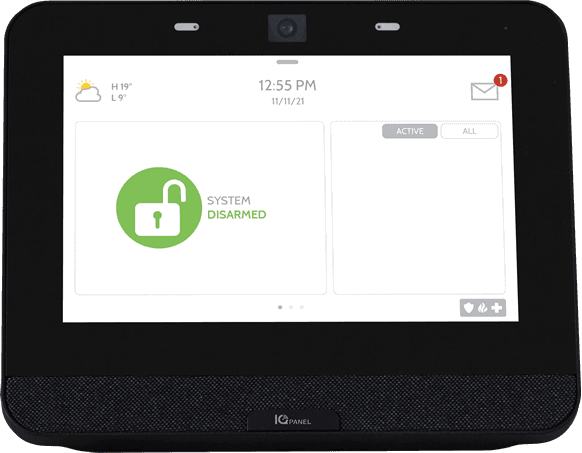 IQ4 home alarm security panel in black